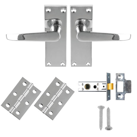 High quality image of Carlisle Brass - CONTRACT VICTORIAN STRAIGHT LATCH PACK - Polished Chrome | Sku. gk2002cp-intb | Trade Door Handles.