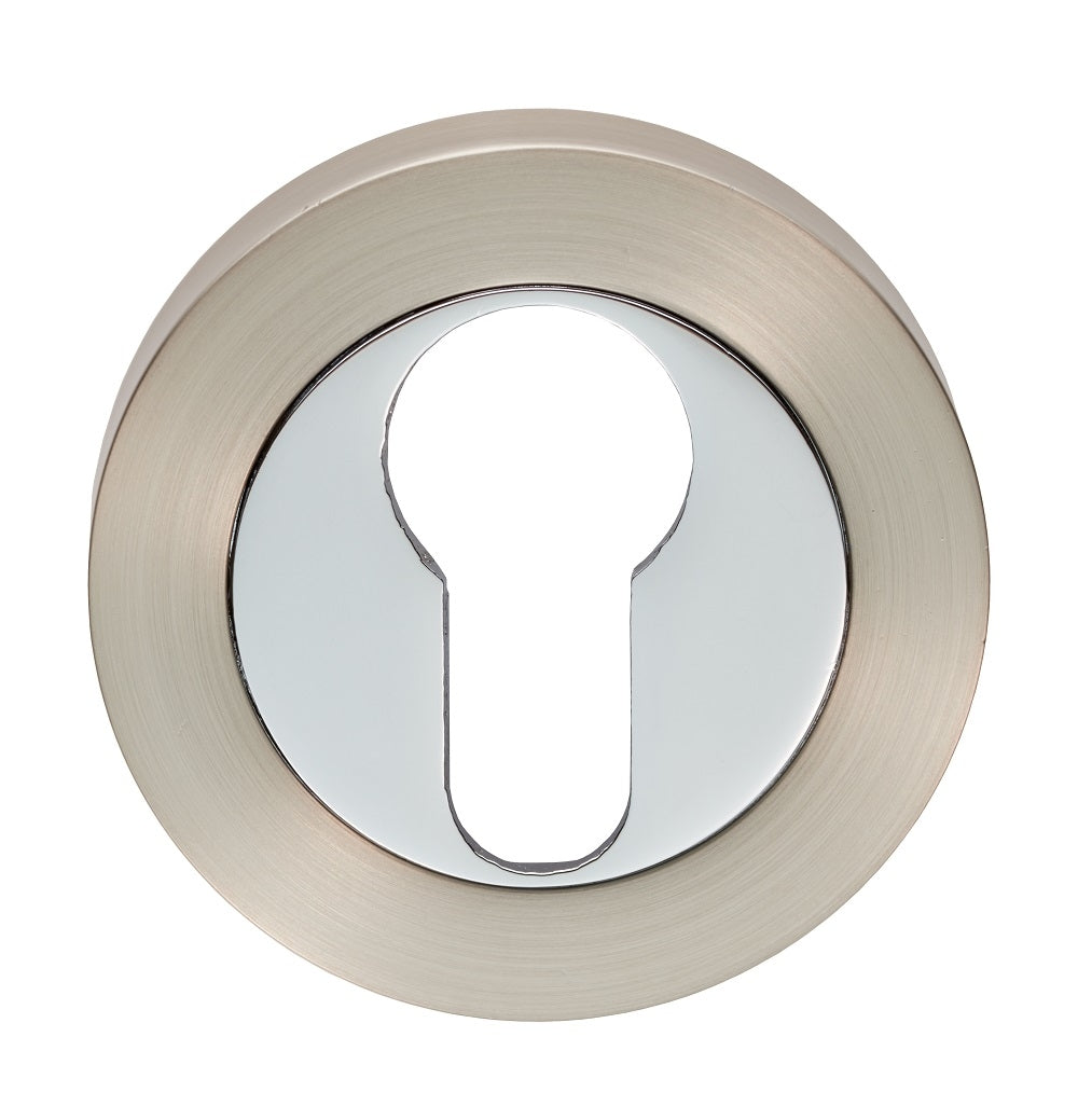High quality image of Carlisle Brass - Euro Profile Escutcheon - Satin Nickel / Polished Chrome | Sku. gk4001sncp | Trade Door Handles.