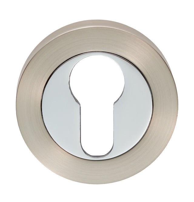 High quality image of Carlisle Brass - Euro Profile Escutcheon - Satin Nickel / Polished Chrome | Sku. gk4001sncp | Trade Door Handles.