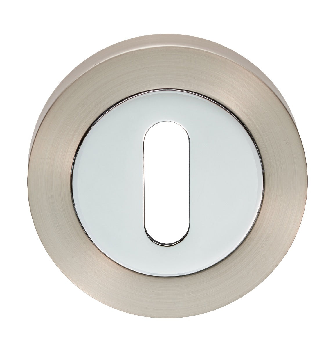 High quality image of Carlisle Brass - Standard Profile Escutcheon - Satin Nickel / Polished Chrome | Sku. gk4003sncp | Trade Door Handles.