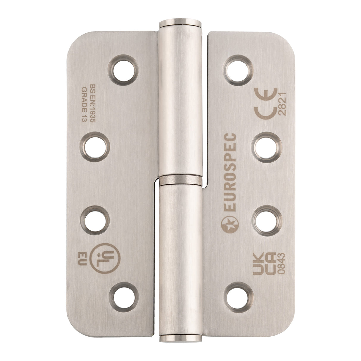 High quality image of Eurospec - Grade 13 102 x 76 x 3mm Lift Off Hinge - Radius-Right Hand - Satin Stainless Steel | Sku.H3N1203/13/SSS/R/R | Trade Door Handles.