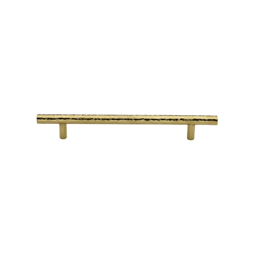 Heritage Brass Cabinet Pull T-Bar Hammered Design 128mm CTC Polished Brass Finish