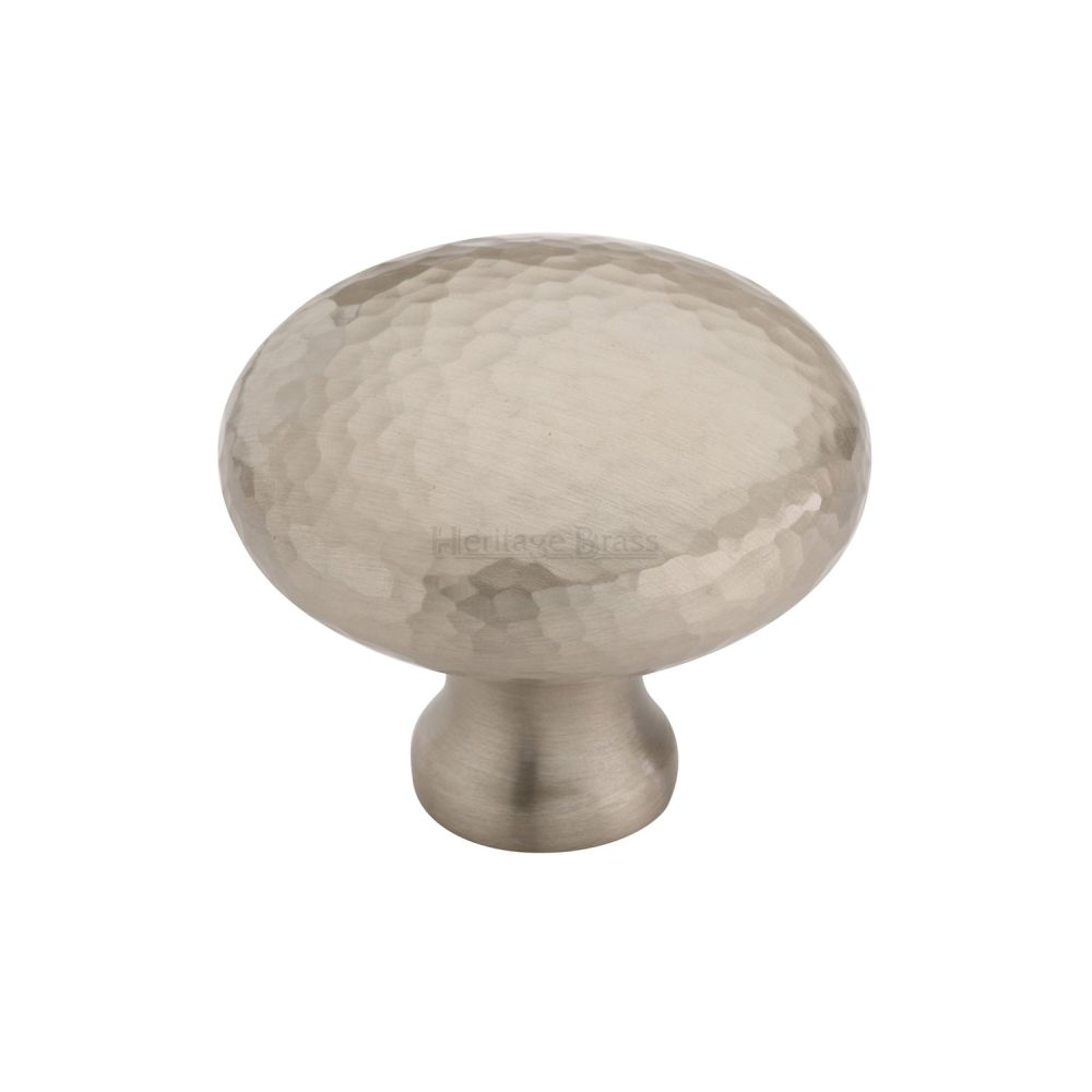 High quality image of Heritage Brass - Cabinet Knob Victorian Round Hammered Design 38mm Satin Nickel finish | Sku. ham113-38-sn | available to order from Trade Door Handles in Kendal.