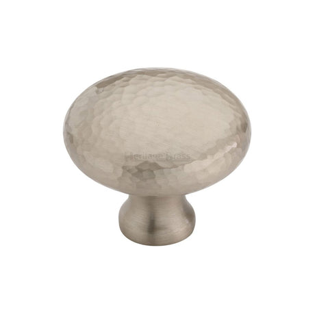 High quality image of Heritage Brass - Cabinet Knob Victorian Round Hammered Design 38mm Satin Nickel finish | Sku. ham113-38-sn | available to order from Trade Door Handles in Kendal.