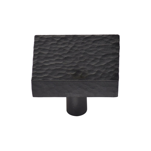 Heritage Brass Cabinet Knob Hammered Square Design 32mm Matt Black Finish