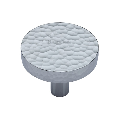 Heritage Brass Hammered Disc Cabinet Knob 38mm Polished Chrome Finish