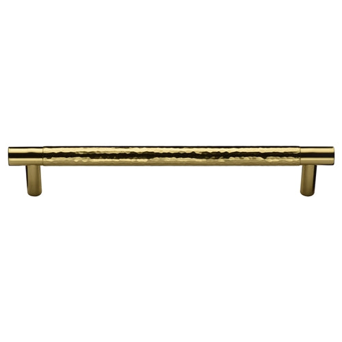 Heritage Brass Cabinet Pull Partial Hammered Design 256mm CTC Polished Brass Finish