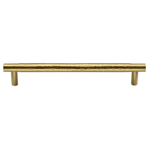 Heritage Brass Cabinet Pull Partial Hammered Design 256mm CTC Satin Brass Finish