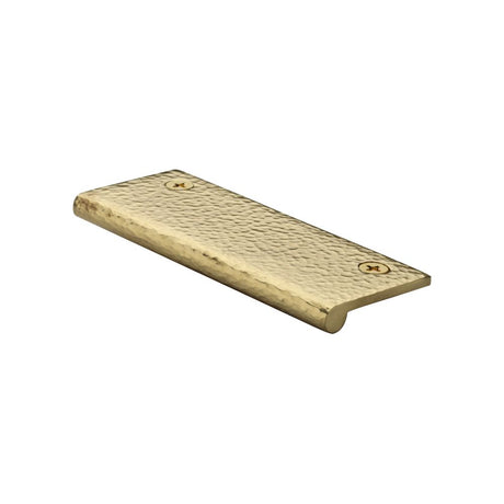 High quality image of Heritage Brass - Edge Pull Cabinet Handle Hammered Design - 38mm Width - Polished Brass | Sku. hamep100-38-pb | available to order from Trade Door Handles in Kendal.