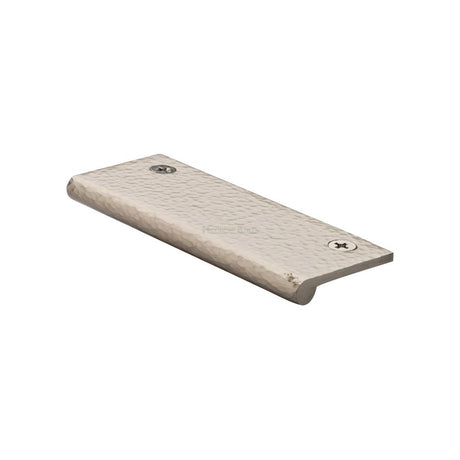 High quality image of Heritage Brass - Edge Pull Cabinet Handle Hammered Design - 38mm Width - Satin Nickel | Sku. hamep100-38-sn | available to order from Trade Door Handles in Kendal.