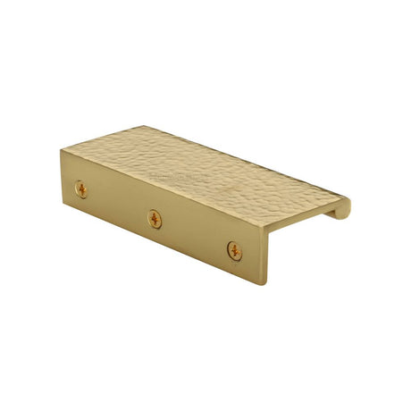 High quality image of Heritage Brass - Edge Pull Cabinet Handle Hammered Design - 40mm Width - Polished Brass | Sku. hamepr100-40-pb | available to order from Trade Door Handles in Kendal.