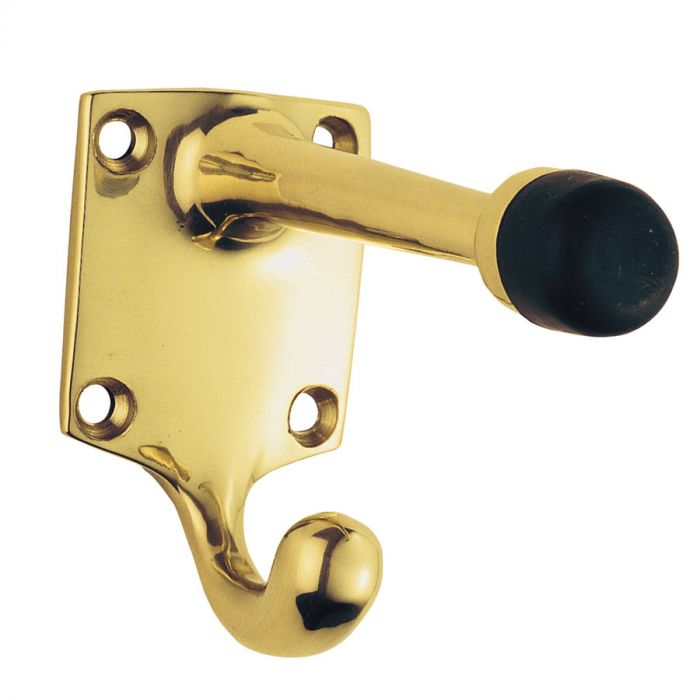 High quality image of Carlisle Brass - Hat and Coat Hook with Rubber Buffer - Polished Brass | Sku. aa38 | Trade Door Handles.