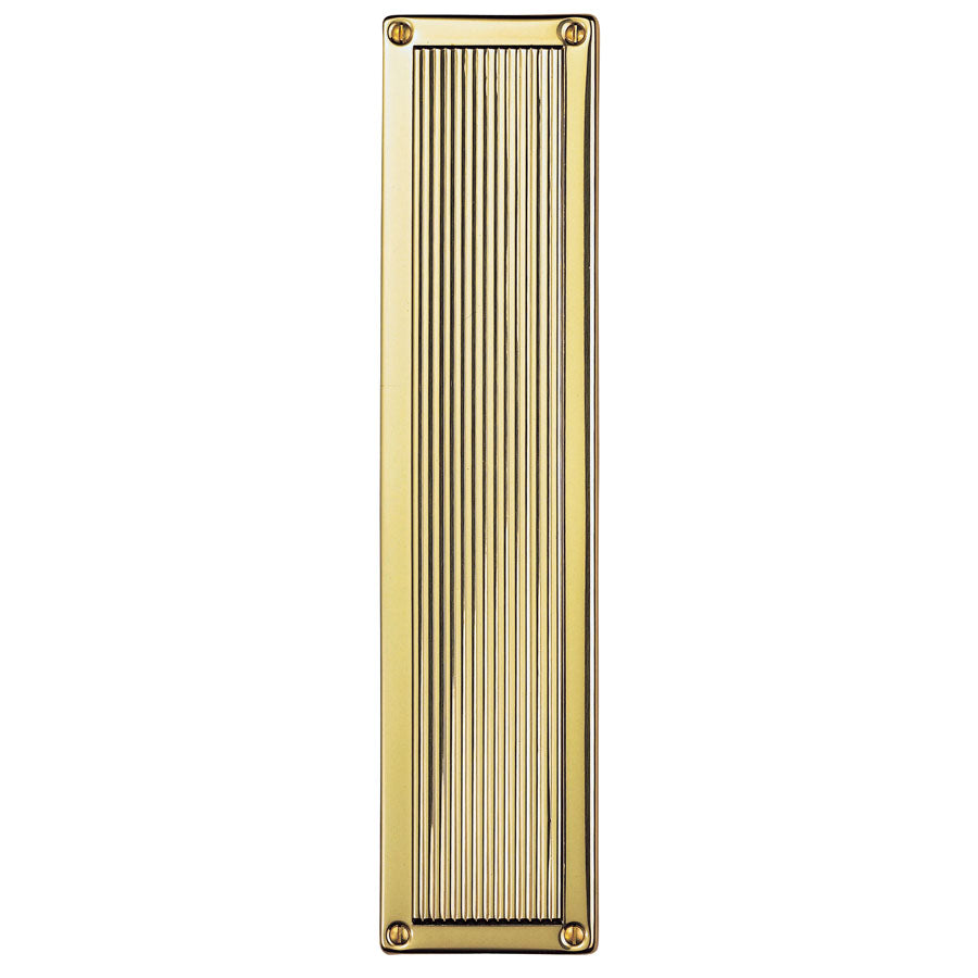 High quality image of Carlisle Brass - Queen Anne Finger Plate 305 x 70mm - Polished Brass | Sku. m1002 | Trade Door Handles.