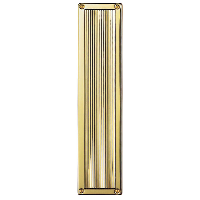 High quality image of Carlisle Brass - Queen Anne Finger Plate 305 x 70mm - Polished Brass | Sku. m1002 | Trade Door Handles.