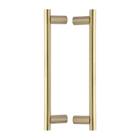 Heritage Brass Door Furniture Satin Brass / Back to Back Fixing Pack Heritage Brass - Back to Back Door Pull Handle 19mm Round Bar Design 336mm Satin
