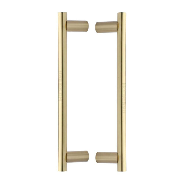 Heritage Brass Door Furniture Satin Brass / Back to Back Fixing Pack Heritage Brass - Back to Back Door Pull Handle 19mm Round Bar Design 336mm Satin