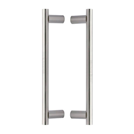 Heritage Brass Door Furniture Satin Nickel / Back to Back Fixing Pack Heritage Brass - Back to Back Door Pull Handle 19mm Round Bar Design 336mm Satin
