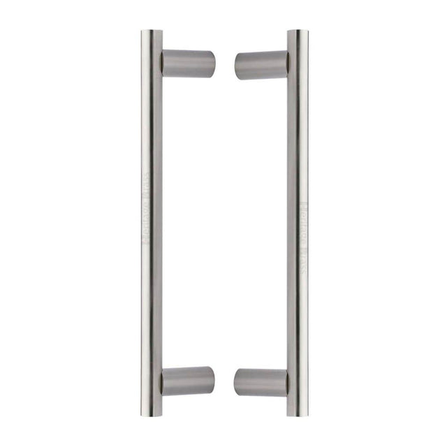 Heritage Brass Door Furniture Satin Nickel / Back to Back Fixing Pack Heritage Brass - Back to Back Door Pull Handle 19mm Round Bar Design 336mm Satin