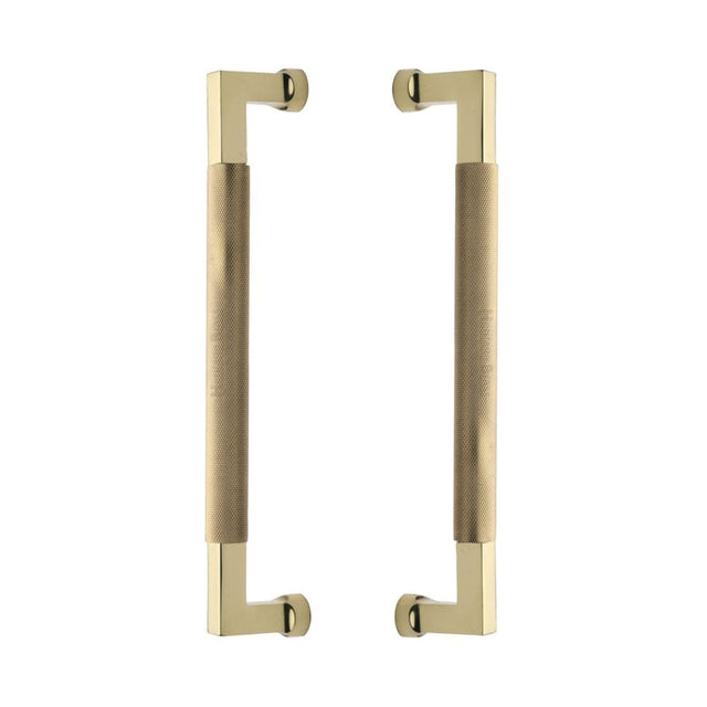 Heritage Brass Door Furniture Polished Brass / Back to Back Fixing Pack Heritage Brass - Back to Back Door Pull Handle Bauhaus Knurled Design 330mm Polished Brass Finish