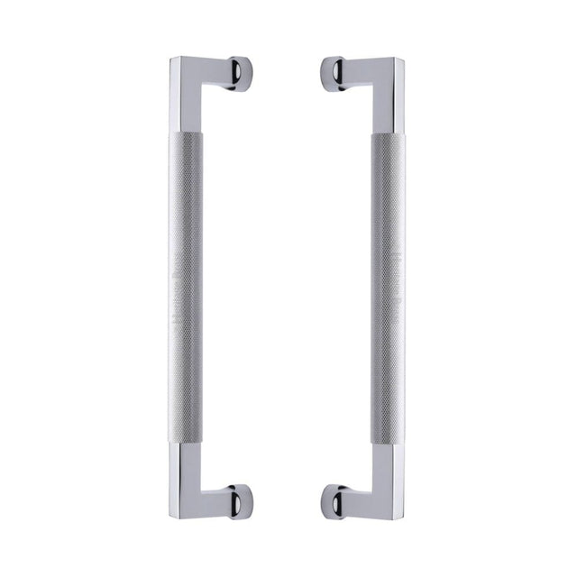 Heritage Brass Door Furniture Polished Chrome / Back to Back Fixing Pack Heritage Brass - Back to Back Door Pull Handle Bauhaus Knurled Design 330mm Polished Chrome Finish