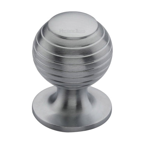 Heritage Brass Cabinet Hardware Satin Chrome / Cabinet Knobs / 38mm Dia. Heritage Brass - Cabinet Knob Beehive Design 38mm Satin Chrome Finish