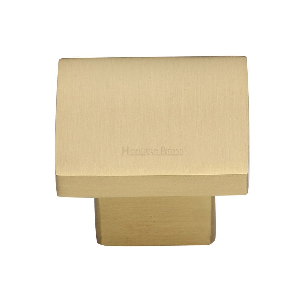 Heritage Brass Cabinet Hardware Satin Brass / Cabinet Knobs / 40mm Dia. Heritage Brass - Cabinet Knob Classic Square Design 40mm Satin Brass Finish