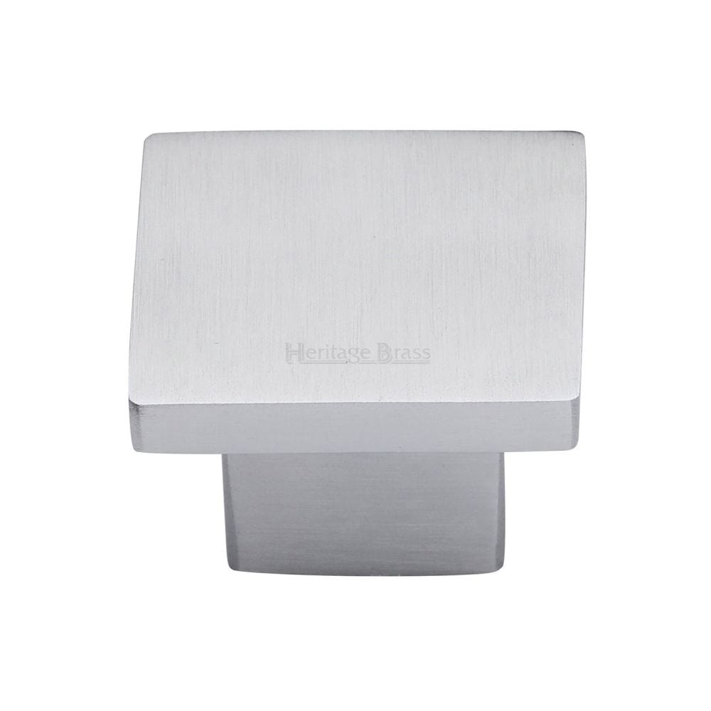 Heritage Brass Cabinet Hardware Satin Chrome / Cabinet Knobs / 40mm Dia. Heritage Brass - Cabinet Knob Classic Square Design 40mm Satin Chrome Finish