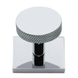 Heritage Brass Cabinet Hardware Polished Chrome / Cabinet Knob on Backplate / 32mm Dia. Heritage Brass - Cabinet Knob Disc Knurled Design with Square Backplate 32mm Pol