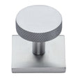 Heritage Brass Cabinet Hardware Satin Chrome / Cabinet Knob on Backplate / 32mm Dia. Heritage Brass - Cabinet Knob Disc Knurled Design with Square Backplate 32mm Sat