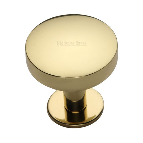 Heritage Brass Cabinet Hardware Polished Brass / Cabinet Knobs / 38mm Dia. Heritage Brass - Cabinet Knob Domed Disc Design with Rose 38mm Polished Brass Finish