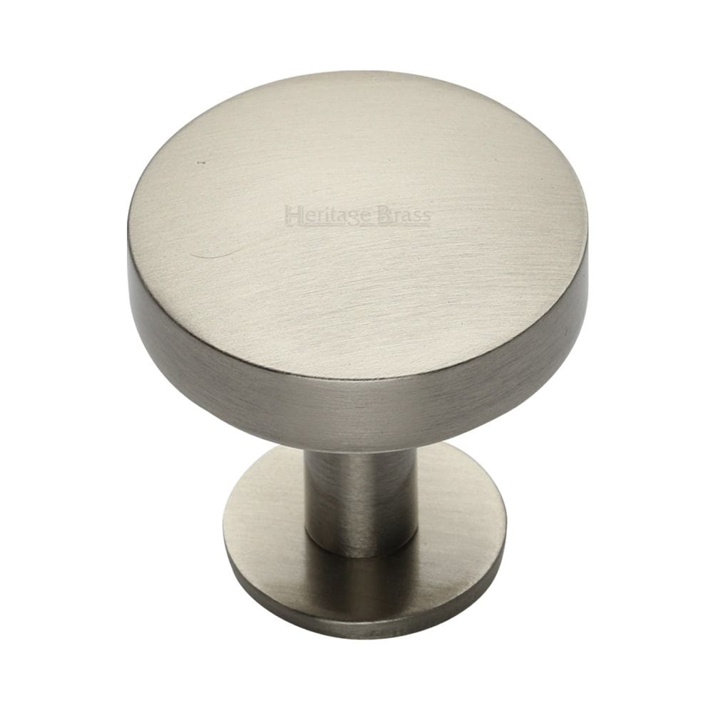 Heritage Brass Cabinet Hardware Satin Nickel / Cabinet Knobs / 38mm Dia. Heritage Brass - Cabinet Knob Domed Disc Design with Rose 38mm Satin Nickel Finis