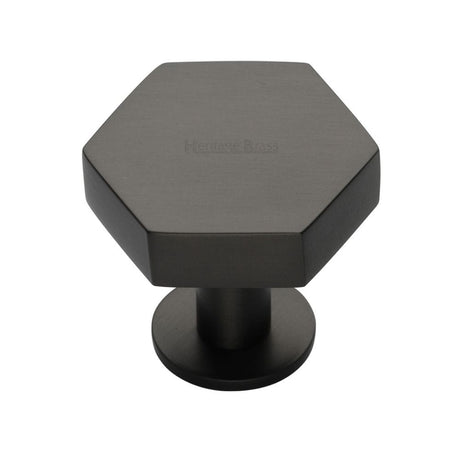Heritage Brass Cabinet Hardware Matt Bronze / Cabinet Knobs / 38mm Dia. Heritage Brass - Cabinet Knob Hexagon Design with Rose 38mm Matt Bronze Finish