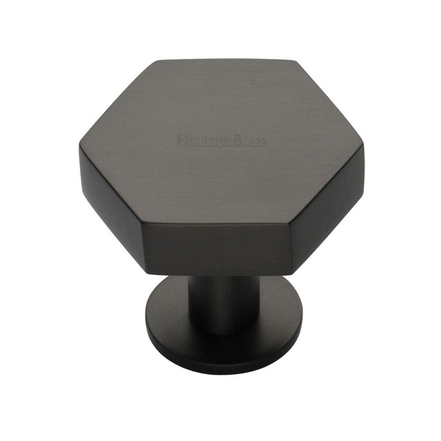 Heritage Brass Cabinet Hardware Matt Bronze / Cabinet Knobs / 38mm Dia. Heritage Brass - Cabinet Knob Hexagon Design with Rose 38mm Matt Bronze Finish