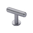 Heritage Brass Cabinet Hardware Satin Chrome / Cabinet T-Pulls / 45mm Dia. Heritage Brass - Cabinet Knob Knurled T-Bar Design with Rose 45mm Satin Chrome Fi