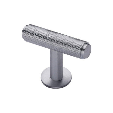 Heritage Brass Cabinet Hardware Satin Chrome / Cabinet T-Pulls / 45mm Dia. Heritage Brass - Cabinet Knob Knurled T-Bar Design with Rose 45mm Satin Chrome Fi