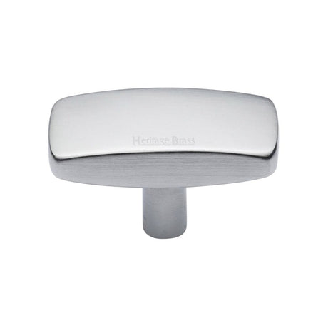 Heritage Brass Cabinet Hardware Satin Chrome / Cabinet Knobs / 41mm Dia. Heritage Brass - Cabinet Knob Rectangular Design 41mm Satin Chrome Finish