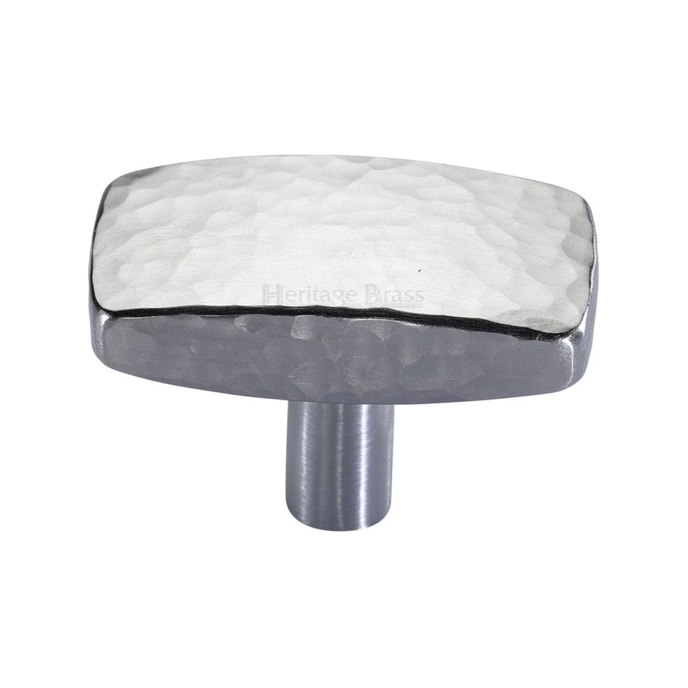 Heritage Brass Cabinet Hardware Satin Chrome / Cabinet Knobs / 47mm Dia. Heritage Brass - Cabinet Knob Rectangular Hammered Design 47mm Satin Chrome Finis