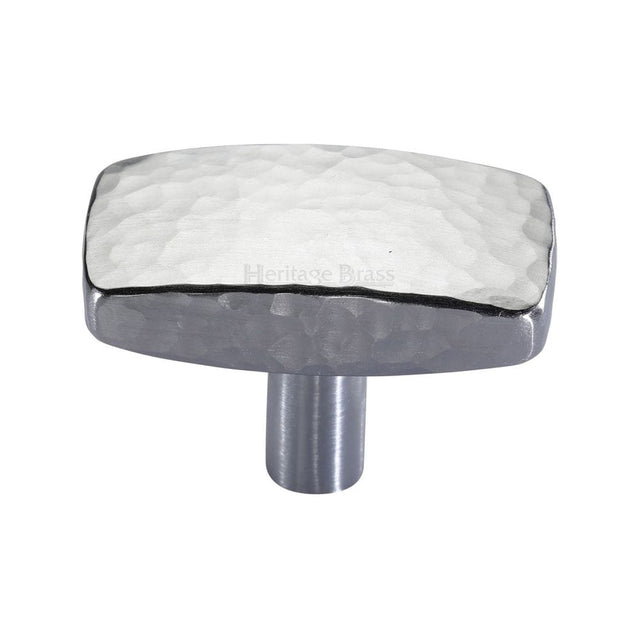 Heritage Brass Cabinet Hardware Satin Chrome / Cabinet Knobs / 47mm Dia. Heritage Brass - Cabinet Knob Rectangular Hammered Design 47mm Satin Chrome Finis
