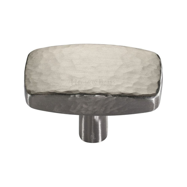 Heritage Brass Cabinet Hardware Satin Nickel / Cabinet Knobs / 47mm Dia. Heritage Brass - Cabinet Knob Rectangular Hammered Design 47mm Satin Nickel Finis