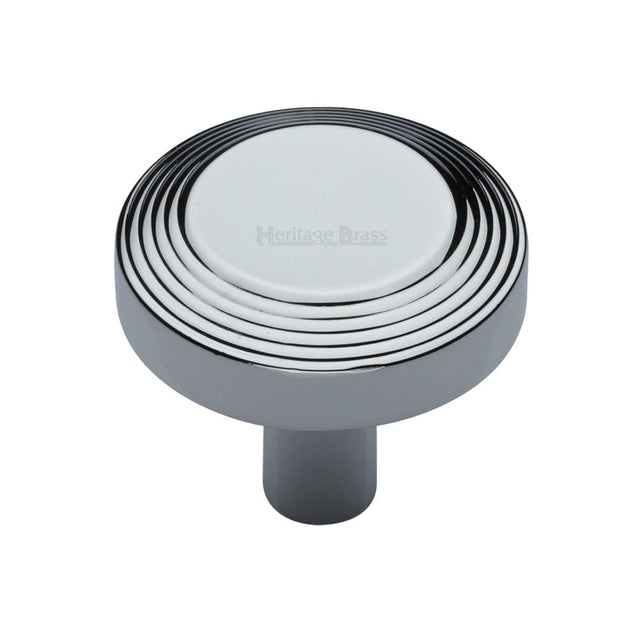 Heritage Brass Cabinet Hardware Polished Chrome / Cabinet Knobs / 38mm Dia. Heritage Brass - Cabinet Knob Ridge Design 38mm Polished Chrome Finish