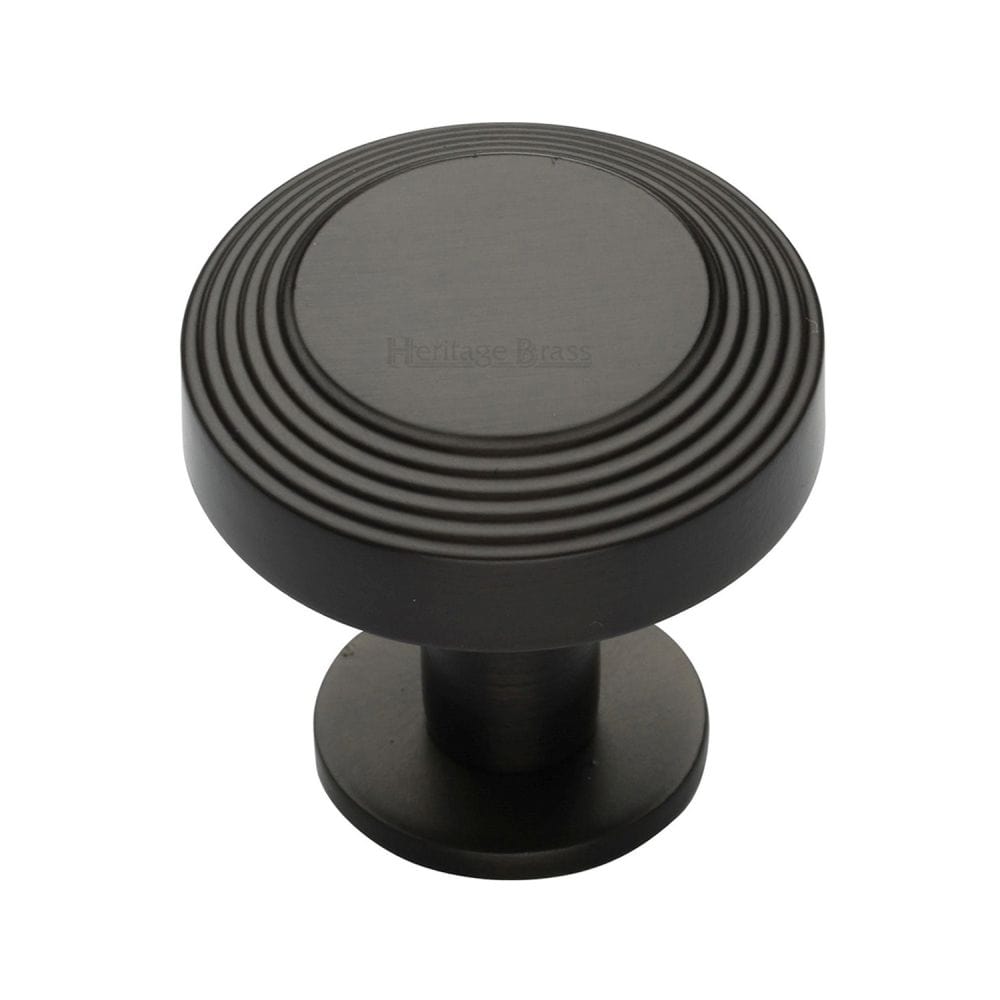 Heritage Brass Cabinet Hardware Matt Bronze / Cabinet Knobs / 38mm Dia. Heritage Brass - Cabinet Knob Ridge Design with Rose 38mm Matt Bronze Finish