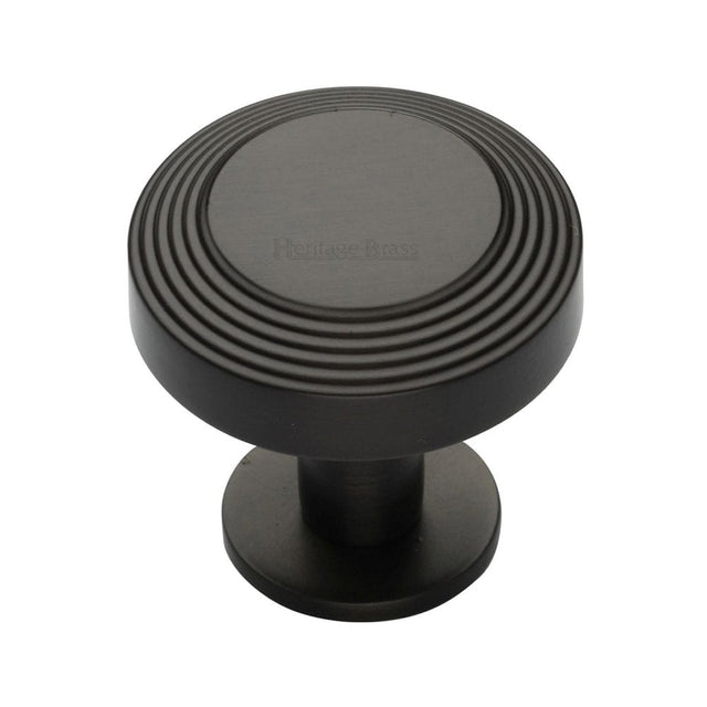 Heritage Brass Cabinet Hardware Matt Bronze / Cabinet Knobs / 38mm Dia. Heritage Brass - Cabinet Knob Ridge Design with Rose 38mm Matt Bronze Finish