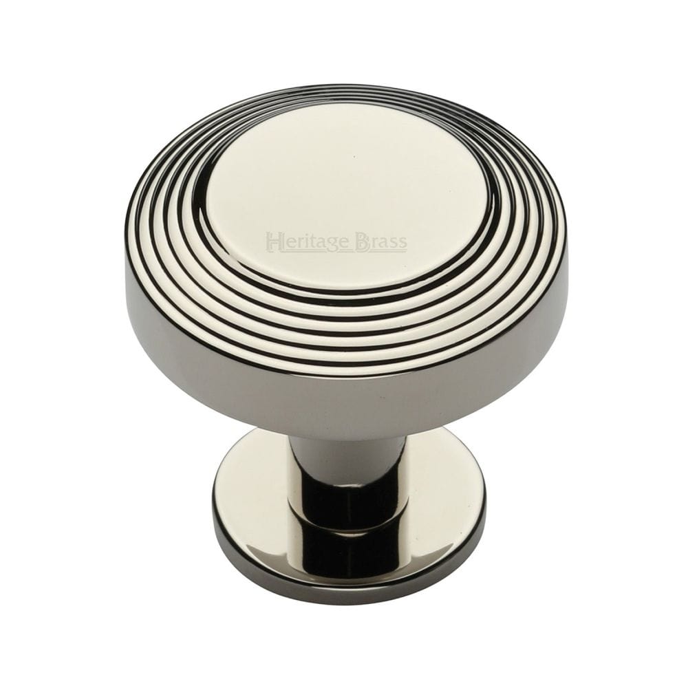 Heritage Brass Cabinet Hardware Polished Nickel / Cabinet Knobs / 38mm Dia. Heritage Brass - Cabinet Knob Ridge Design with Rose 38mm Polished Nickel Finish