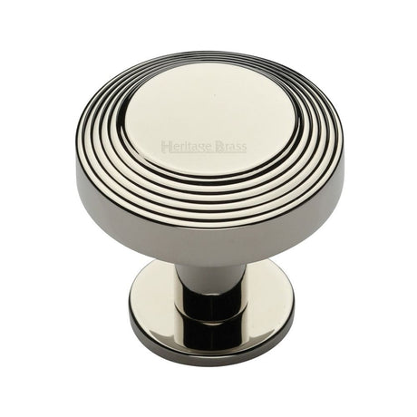 Heritage Brass Cabinet Hardware Polished Nickel / Cabinet Knobs / 38mm Dia. Heritage Brass - Cabinet Knob Ridge Design with Rose 38mm Polished Nickel Finish