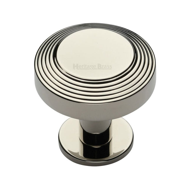 Heritage Brass Cabinet Hardware Polished Nickel / Cabinet Knobs / 38mm Dia. Heritage Brass - Cabinet Knob Ridge Design with Rose 38mm Polished Nickel Finish
