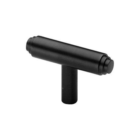 Heritage Brass Cabinet Hardware Matt Black / Cabinet Knobs Heritage Brass - Cabinet Knob Stepped T-Bar Design 45mm Matt Black finish