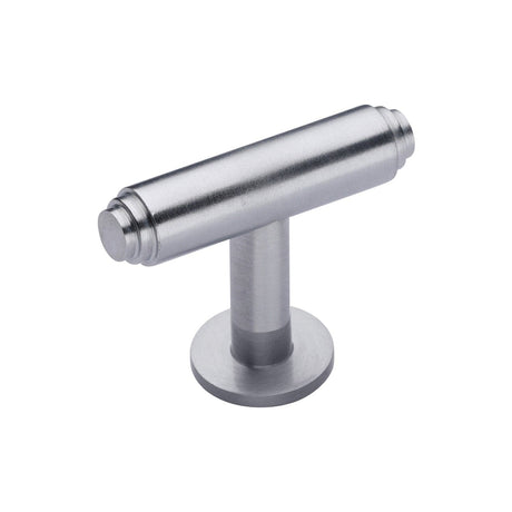 Heritage Brass Cabinet Hardware Satin Chrome / Cabinet T-Pulls / 45mm Dia. Heritage Brass - Cabinet Knob Stepped T-Bar Design with Rose 45mm Satin Chrome Fi