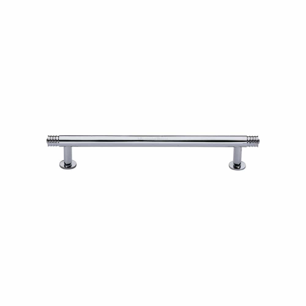 Heritage Brass Cabinet Hardware Polished Chrome / Cabinet Pull Handles / 128mm c/c Heritage Brass - Cabinet Pull Contour Design with 16mm Rose 128mm CTC Polished Chrom
