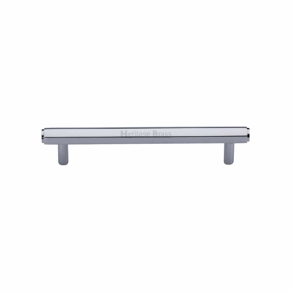 Heritage Brass Cabinet Hardware Polished Chrome / Cabinet Pull Handles / 128mm c/c Heritage Brass - Cabinet Pull Hexagon Design 128mm CTC Polished Chrome Finish