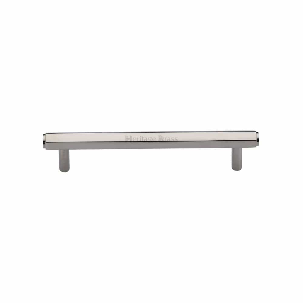 Heritage Brass Cabinet Hardware Polished Nickel / Cabinet Pull Handles / 128mm c/c Heritage Brass - Cabinet Pull Hexagon Design 128mm CTC Polished Nickel Finish